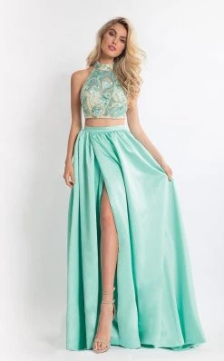 Formal Gowns Rachel Allan - 6014 Sequined Halter A-line Dress