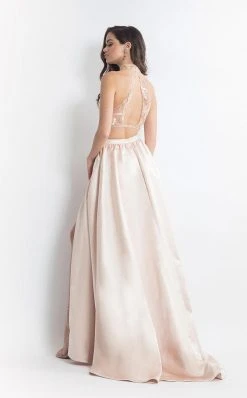 Formal Gowns Rachel Allan - 6014 Sequined Halter A-line Dress 9 Formal Gowns Rachel Allan - 6014 Sequined Halter A-line Dress