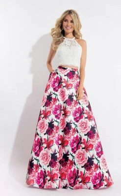 Formal Gowns Rachel Allan - 6017 Two Piece Halter Floral Dress