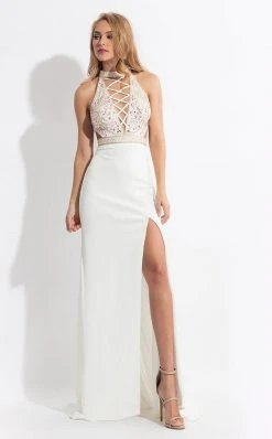 Formal Gowns Rachel Allan - 6052 Embellished High Floral Sheath Dress