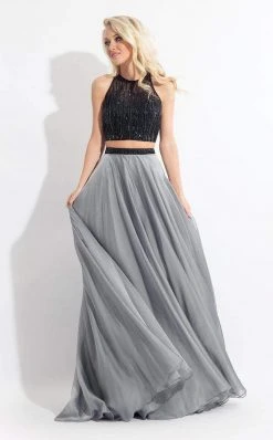 Formal Gowns Rachel Allan - 6060 Embellished Illusion Halter A-line Dress