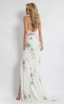 Formal Gowns Rachel Allan - 6086 Beaded Two Piece Floral High Halter Gown