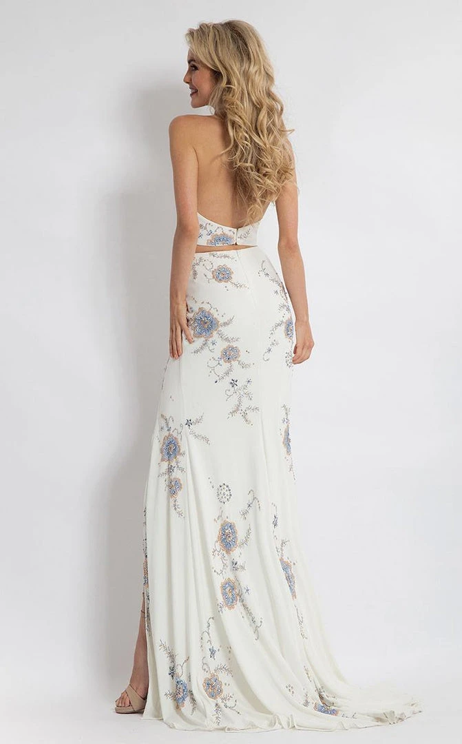 Formal Gowns Rachel Allan - 6086 Beaded Two Piece Floral High Halter Gown 4 Formal Gowns Rachel Allan - 6086 Beaded Two Piece Floral High Halter Gown