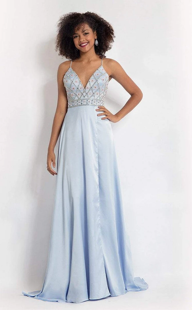 Rachel Allan - 6088 Floral Deep V-neck A-line Dress 3 Rachel Allan - 6088 Floral Deep V-neck A-line Dress