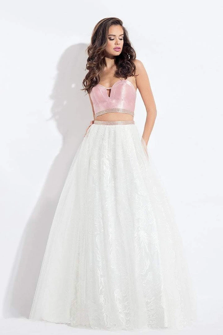 Formal Gowns Rachel Allan - 6096 Two-Piece Cutout Bodice Lace Gown 4 Formal Gowns Rachel Allan - 6096 Two-Piece Cutout Bodice Lace Gown