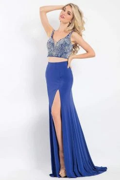 Rachel Allan - 6100 Two-Piece Floral Crystalline Sheath Gown