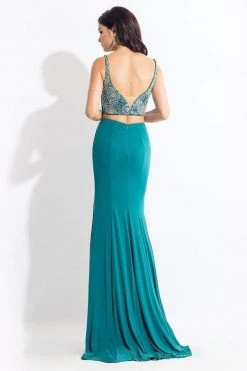 Rachel Allan - 6100 Two-Piece Floral Crystalline Sheath Gown