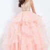 Formal Gowns Rachel Allan - 6101 Beaded V-neck Ruffled Tulle Ballgown