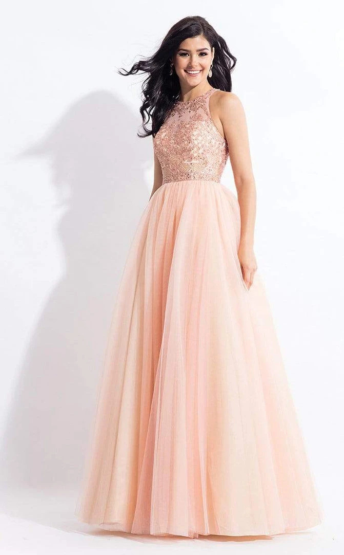 Rachel Allan - 6103 Beaded Illusion Halter Tulle A-line Dress 3 Rachel Allan - 6103 Beaded Illusion Halter Tulle A-line Dress