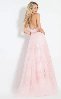 Rachel Allan - 6110 Floral Embroidered Halter Gown Formal Gowns