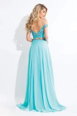 Formal Gowns Rachel Allan - 6130 Cap Sleeve Floral Two-Piece Gown