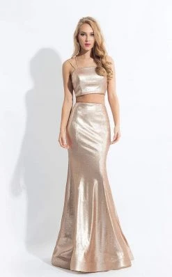 Rachel Allan - 6141 Two Piece Sequined Mermaid Dress Formal Gowns