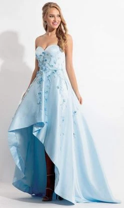 Rachel Allan - 6142 Strapless Blossom Applique High Low Gown 8 Rachel Allan - 6142 Strapless Blossom Applique High Low Gown