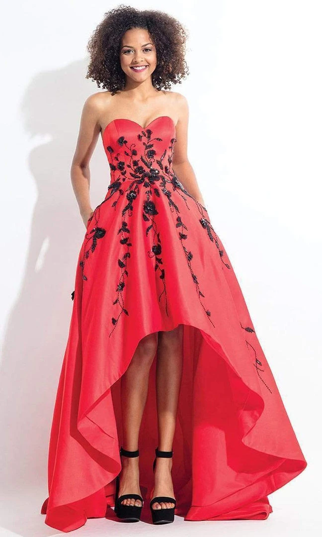 Rachel Allan - 6142 Strapless Blossom Applique High Low Gown 3 Rachel Allan - 6142 Strapless Blossom Applique High Low Gown