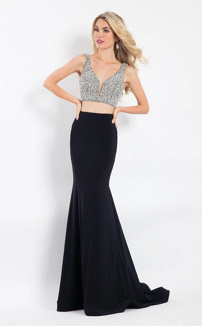 Rachel Allan - 6171 Embellished Deep V-neck Sheath Dress Formal Gowns 3 Rachel Allan - 6171 Embellished Deep V-neck Sheath Dress Formal Gowns