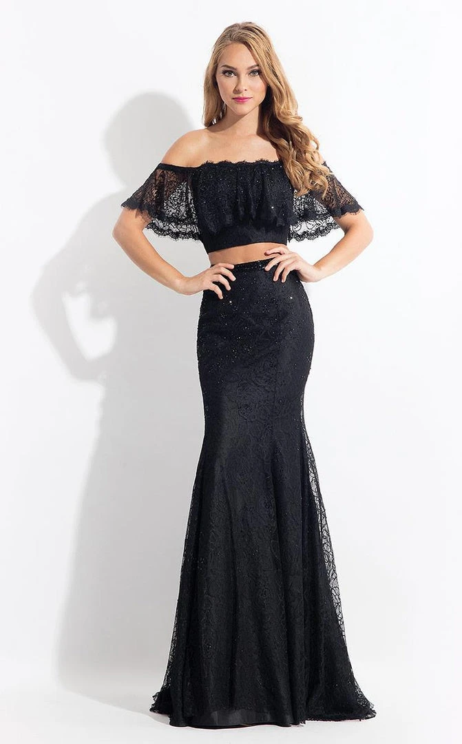 Rachel Allan - 6188 Two Piece Lace Trumpet Dress 3 Rachel Allan - 6188 Two Piece Lace Trumpet Dress