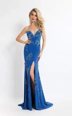 Formal Gowns Rachel Allan - 6203 Strapless Floral Ornate Sheath Gown