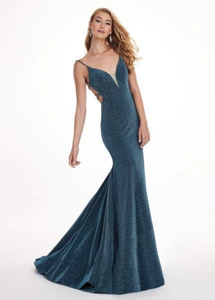 Formal Gowns Rachel Allan - 6424 Crisscross Strapped Metallic Jersey Gown 3 Formal Gowns Rachel Allan - 6424 Crisscross Strapped Metallic Jersey Gown