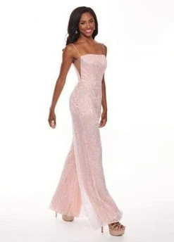 Rachel Allan - 6426 Sequined Straight-Across Jumpsuit