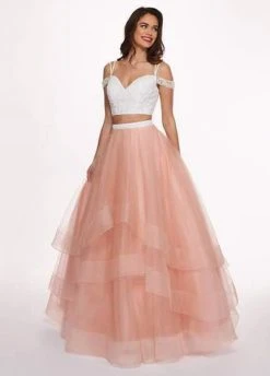Rachel Allan - 6434 Two Piece Cold Shoulder Crop Top Tulle Prom Dress
