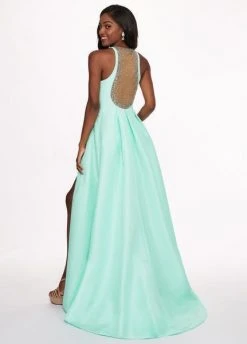 Rachel Allan - 6435 Plunging Illusion Gown With Beaded Shorts Formal Gowns 10 Rachel Allan - 6435 Plunging Illusion Gown With Beaded Shorts Formal Gowns