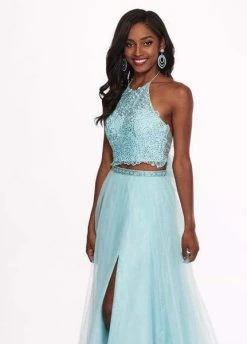 Formal Gowns Rachel Allan - 6437 Two Piece Embroidered Lace Halter A-line Dress