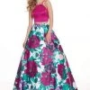 Formal Gowns Rachel Allan - 6438 Two Piece Floral Halter A-Line Gown