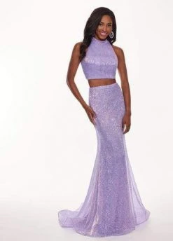 Formal Gowns Rachel Allan - 6450 Two Piece Sequined High Halter Trumpet Dress