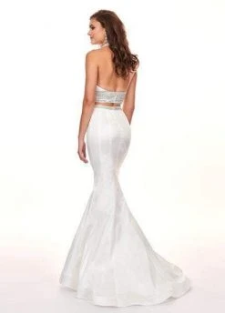 Rachel Allan - 6511 Beaded Halter Taffeta Two-Piece Mermaid Gown Formal Gowns