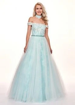 Rachel Allan - 6516 Lace Accent Choker Off Shoulder Ballgown Formal Gowns
