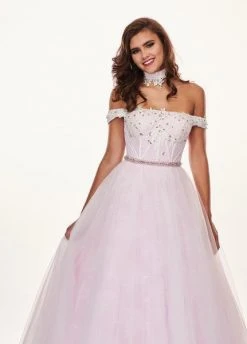 Rachel Allan - 6516 Lace Accent Choker Off Shoulder Ballgown Formal Gowns