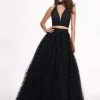 Rachel Allan - 6524 Two Piece Halter Ballgown Ruffles Dress With Choker