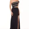 Rachel Allan - 6525 Beaded Off-Shoulder Jersey Trumpet Dress