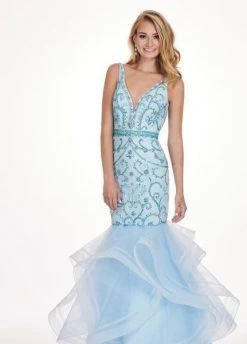 Rachel Allan - 6548 Plunging V-Neck Ruffled Mermaid Dress 10 Rachel Allan - 6548 Plunging V-Neck Ruffled Mermaid Dress