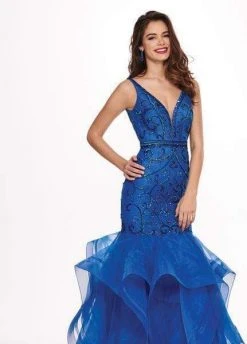Rachel Allan - 6548 Plunging V-Neck Ruffled Mermaid Dress 13 Rachel Allan - 6548 Plunging V-Neck Ruffled Mermaid Dress