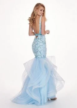 Rachel Allan - 6548 Plunging V-Neck Ruffled Mermaid Dress 9 Rachel Allan - 6548 Plunging V-Neck Ruffled Mermaid Dress