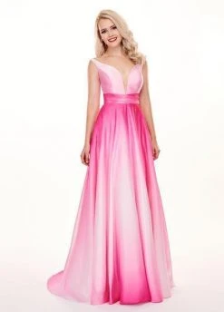 Rachel Allan - 6552 Two Piece Plunging Off-Shoulder A-line Dress