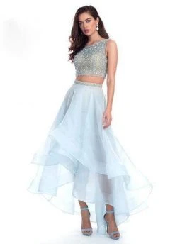 Formal Gowns Rachel Allan - 6553 Two-Piece Floral Jeweled A-Line Gown