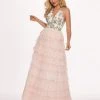 Rachel Allan - 6555 Beaded Floral Plunging Halter Dress Formal Gowns 1 Rachel Allan - 6555 Beaded Floral Plunging Halter Dress Formal Gowns
