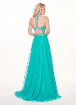 Rachel Allan - 6568 Crystal Embellished Illusion Top Chiffon Gown Formal Gowns