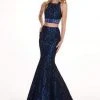 Rachel Allan - 6578 Two-Piece Floral Beaded Lace Mermaid Gown Formal Gowns