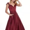 Rachel Allan - 6579 Beaded Accent Matte Satin A-Line Prom Gown Formal Gowns