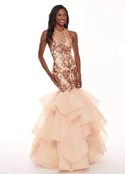 Rachel Allan - 6582 Sequined Halter Ruffled Mermaid Dress 3 Rachel Allan - 6582 Sequined Halter Ruffled Mermaid Dress