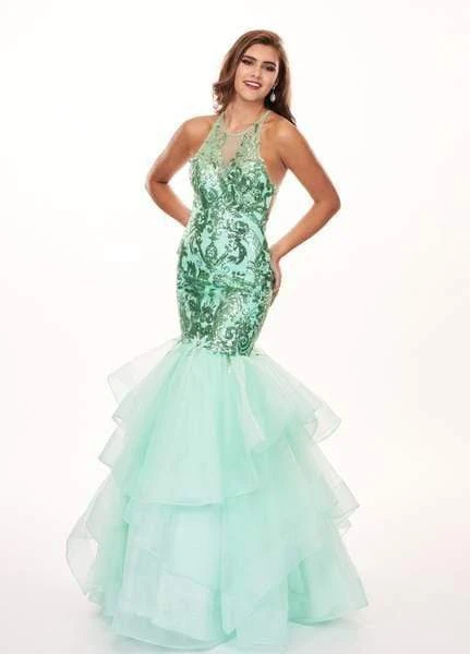 Rachel Allan - 6582 Sequined Halter Ruffled Mermaid Dress 6 Rachel Allan - 6582 Sequined Halter Ruffled Mermaid Dress