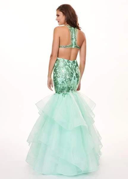 Rachel Allan - 6582 Sequined Halter Ruffled Mermaid Dress 7 Rachel Allan - 6582 Sequined Halter Ruffled Mermaid Dress