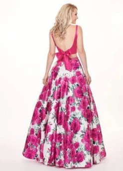 Rachel Allan - 6589 Two Piece Square Floral Ballgown Formal Gowns