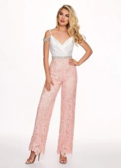 Rachel Allan - 6594 Embroidered Two Tone Mikado Jumpsuit Prom Dresses