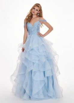 Rachel Allan - 6605 Beaded Cold Shoulders Ruffles Organza Ballgown 14 Rachel Allan - 6605 Beaded Cold Shoulders Ruffles Organza Ballgown