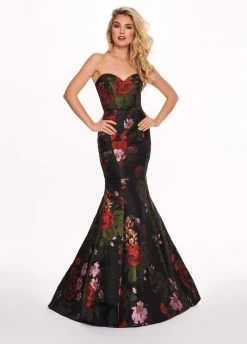 Rachel Allan - 6616 Strapless Sweetheart Jacquard Mermaid Gown Formal Gowns