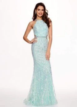 Formal Gowns Rachel Allan - 6620 Sequined Midriff Cutout Sheath Gown